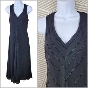 Jones New York Dress Size 6 Petite Evening Dress Layered Beaded LBD Black **Flaw